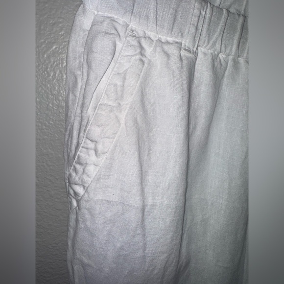 Standard James Perse Linen Crop Pull-On Elastic Waist white Pants Sz 1 - Picture 5 of 9